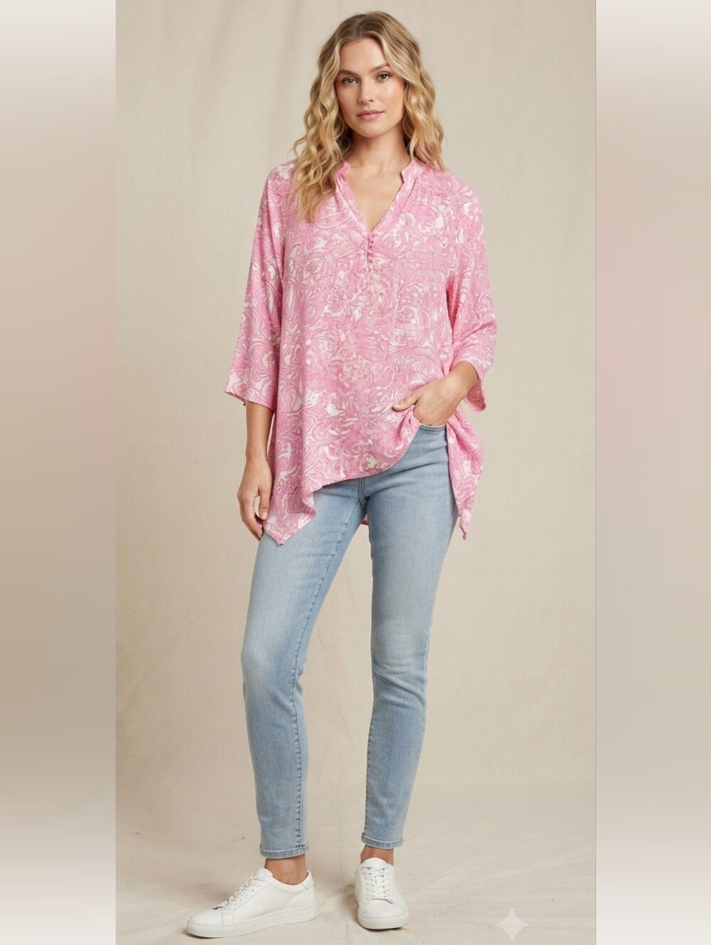 Grand and Greene Pink Paisley Top  Large